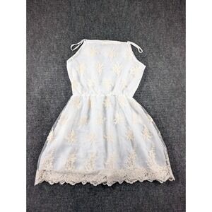 Eunice Lai Mini Dress Women White Wedding Lace Floral Sleeveless Spaghetti Strap
